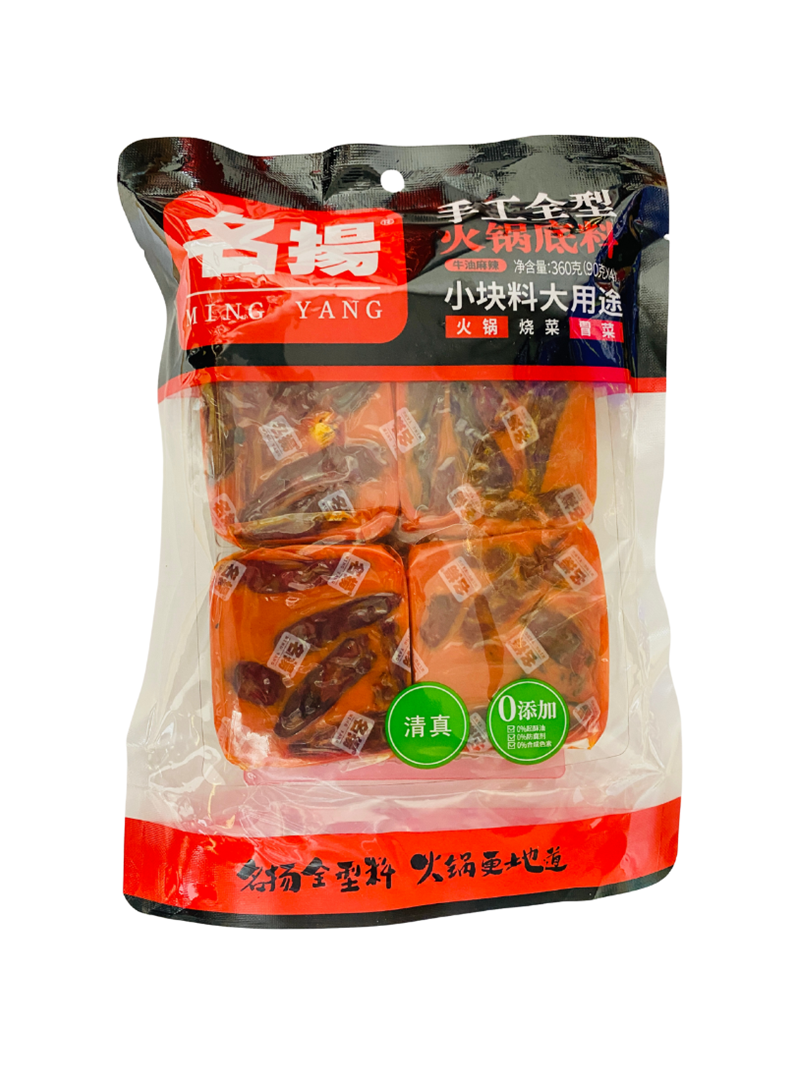 中國大陸 名揚 牛油麻辣火鍋底料 手工全型料 干鍋 冒菜 重慶四川 360g(共4入90克)